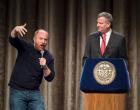 Mayor Bill de Blasio and comedian Louis CK perform a skit as part of the Mayor's Inner Circle Show rebuttal performance at the New York Hilton on Saturday, March 28, 2015. The Inner Circle is a group of reporters, bloggers, and television and radio personalities who host a dinner featuring performances parodying City, State and National political stories every year, with the proceeds from the event distributed amongst many charities. Rob Bennett/Mayoral Photography Office
