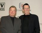 William Shatner (l,) and Leonard Nimoy pose in the press room at the 2005 TV Land Awards. Shatner tweeted Saturday that he felt ‘awful’ he will miss his friend’s funeral.