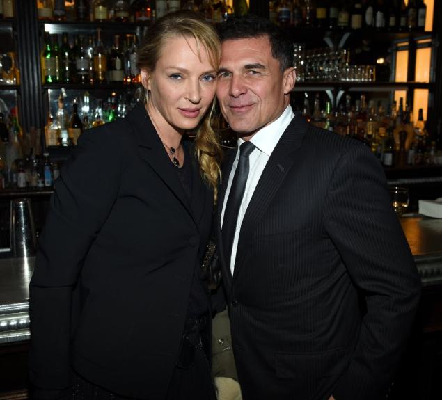 Uma Thurman and Andre Balazs at the Tribeca Film Festival Chanel Artists Dinner at Balthazar.