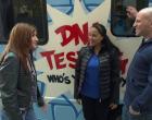 Jared Rosenthal (r.) and Ana Lopez (c.) help people answer burning questions with their DNA testing truck on “Swab Stories.”