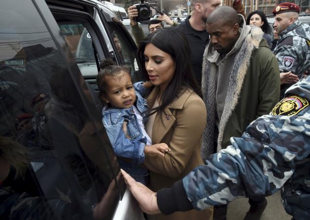Kim Kardashian walks out of Yot Verk Church in Gyumri on Saturday.