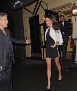 George Clooney and Amal Alamuddin leave Babbo restaurant in the West Village, New York.