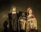 WOLF HALL by Mantel, , Author - Hillary Mantel, Director - Jeremy Herinn, Designer - Christopher Oram, Lighting Paule Constable, The Royal Shakespeare Company, 2014, Pictured: Ben Miles, as Thomas Cromwell and and Lydia Leonard, as Anne Boleyn. Credit: Johan Persson/
