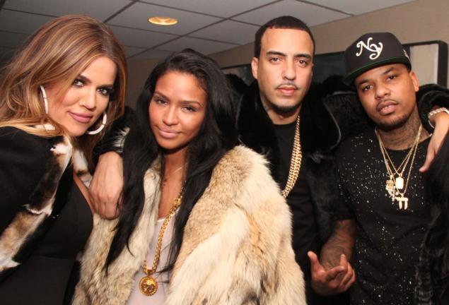 From left, Khloe Kardashian, Cassie and French Montana hang out with Chinx, who died early Sunday in a Queens drive-by shooting.