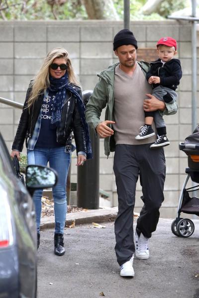 Fergie and Josh Duhamel check out preschools in Brentwood, Calif., for baby Axl.