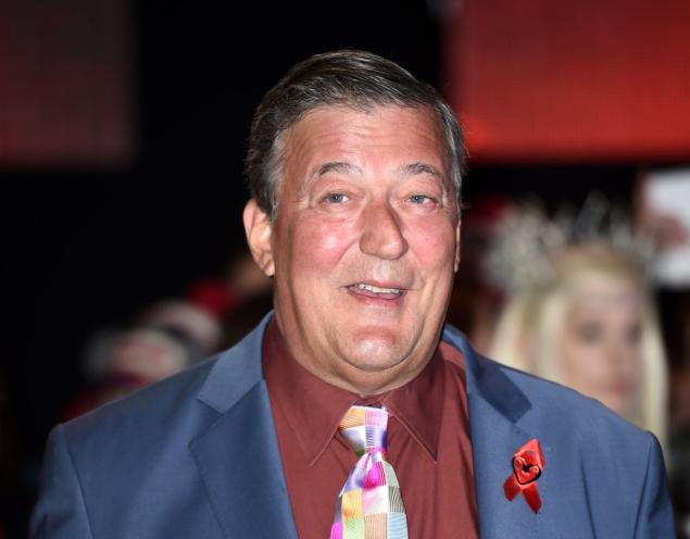 English actor Stephen Fry at the premiere of “The Hobbit: The Battle of the Five Armies” in London in 2014.