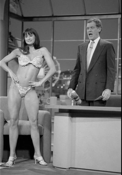 Willis' mom Demi Moore with David Letterman in 1995 while promoting the film "Striptease."