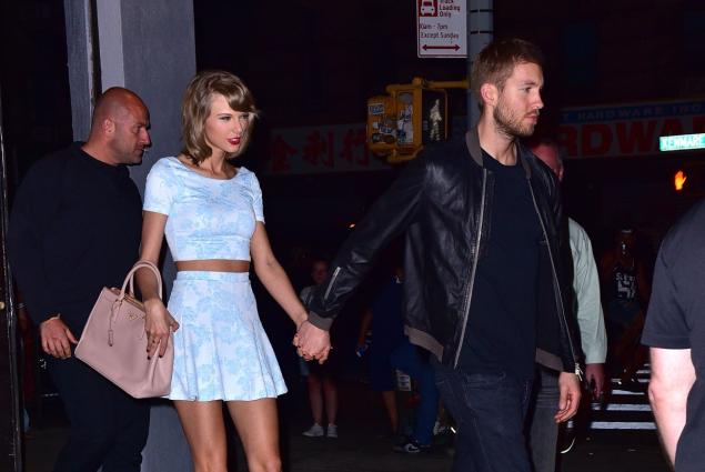 Taylor Swift and Calvin Harris leave L'asso restaurant on May 26.