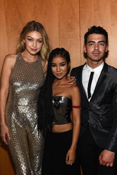 Hadid and Jonas with singer Jhene Aiko at the CFDA Awards on June 1