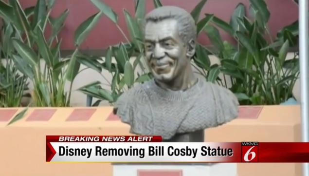 Knocked off a pedestal: a bust of Bill Cosby at Disney World's Hollywood Studios was removed Tuesday.
