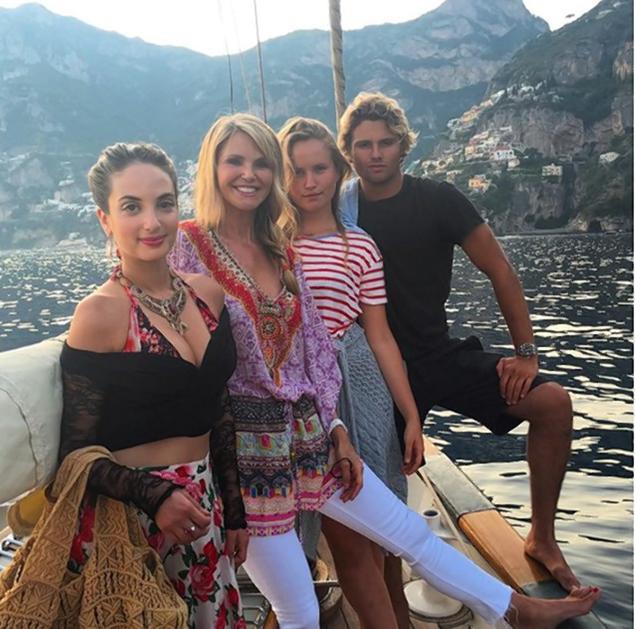 Christie Brinkley on Capri with kids (from left) Alexa, Sailor and Jack.