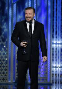 Ricky Gervais speaks at the 72nd Annual Golden Globe Awards in January 2015.