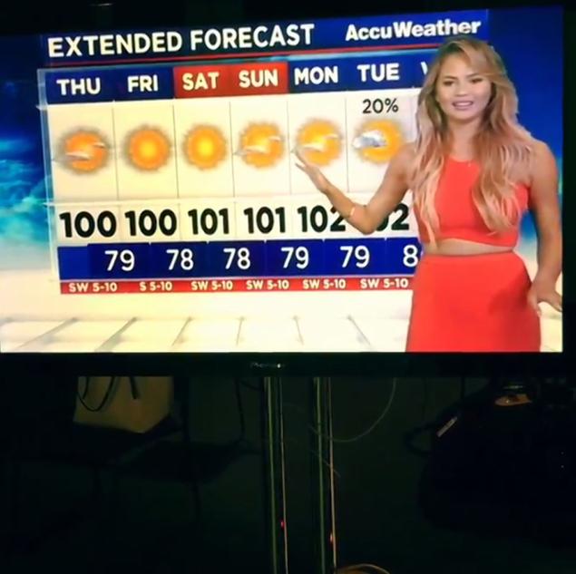 Chrissy Teigen recently visited ABC News 13 in Houston, Texas and seemed to have a bit of trouble reporting the weather.