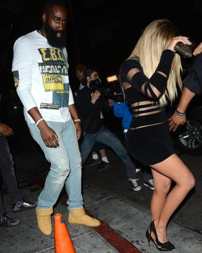 Khloe Kardashian and James Harden attend Kylie Jenner’s birthday party Aug. 9 in Los Angeles.