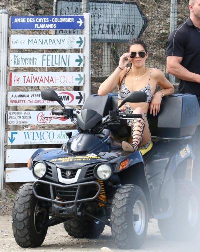 Kendall Jenner went motoring around St. Barts via an ATV during a family holiday.