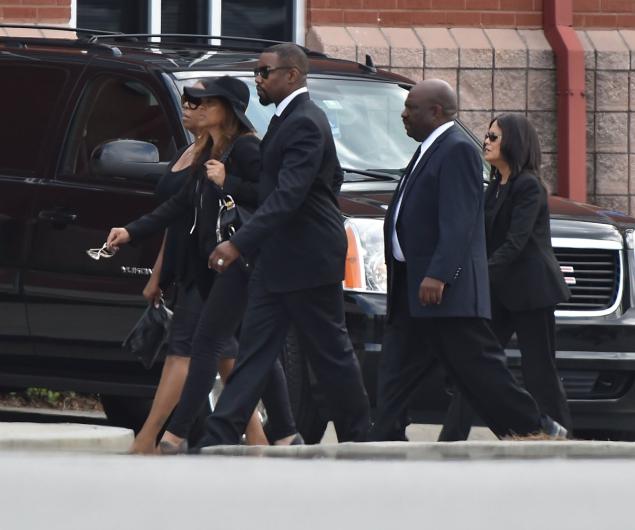 Actor Michael Jai White arrives at Bobbi Kristina Brown’s funeral service Saturday.