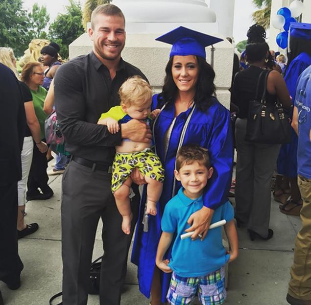 Jenelle Evans with Nathan Griffith and sons Jace and Kaiser. Evans and Griffith have called off their engagement.