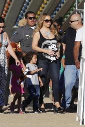 Mariah Carey takes her children Monroe and Moroccan to the fair in Malibu.
